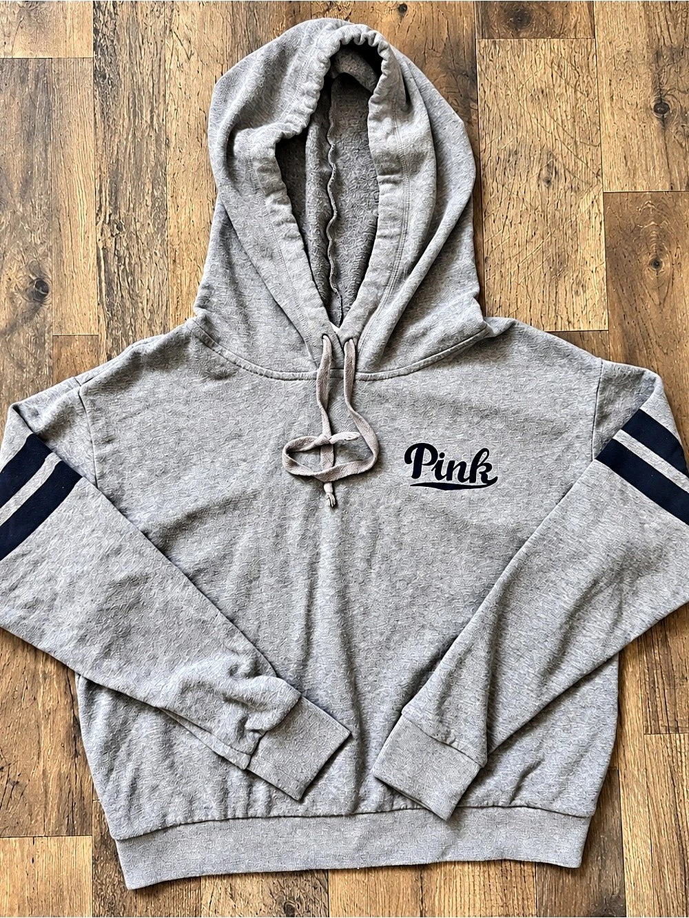 PINK Color Block Hoodie Gray & Blue Medium